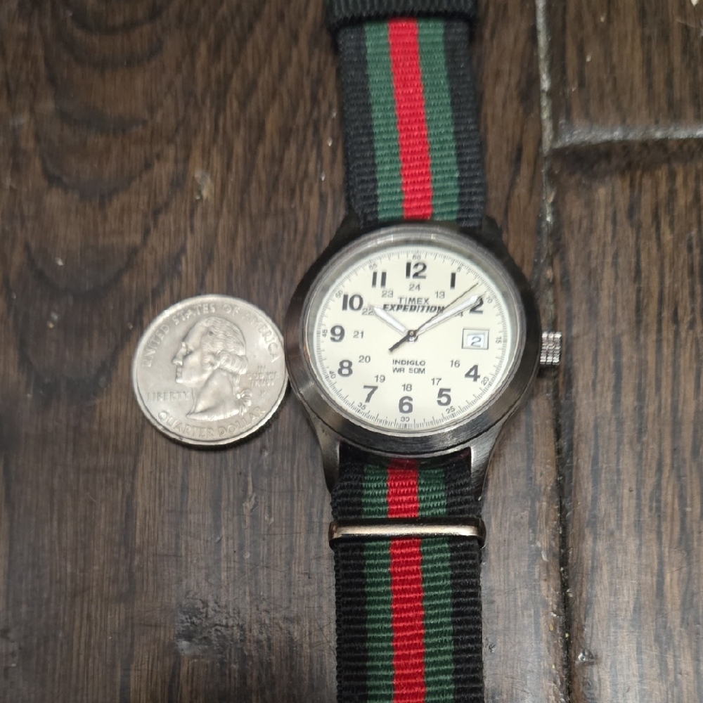 Timex Expedition with Black and Red Strap